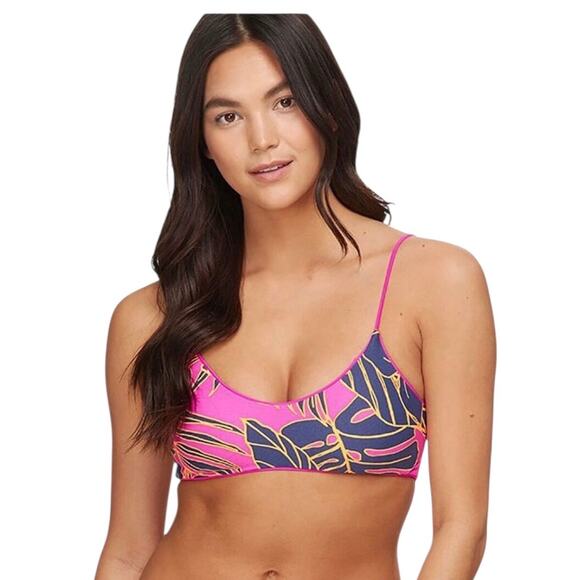 NWOT! Maaji Hibiscus Pink Reversible Bralette Bikini Top  L - Picture 1 of 10